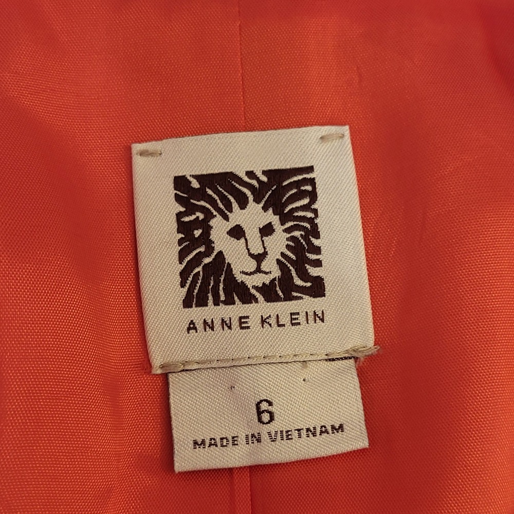 Anne Klein Womens Orange Tailored Blazer Jacket Size 6 Solid Professional - Picture 4 of 13